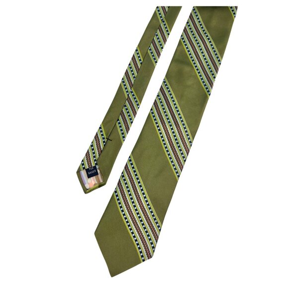 Ted Baker Green Striped Silk Tie - Picture 1 of 3